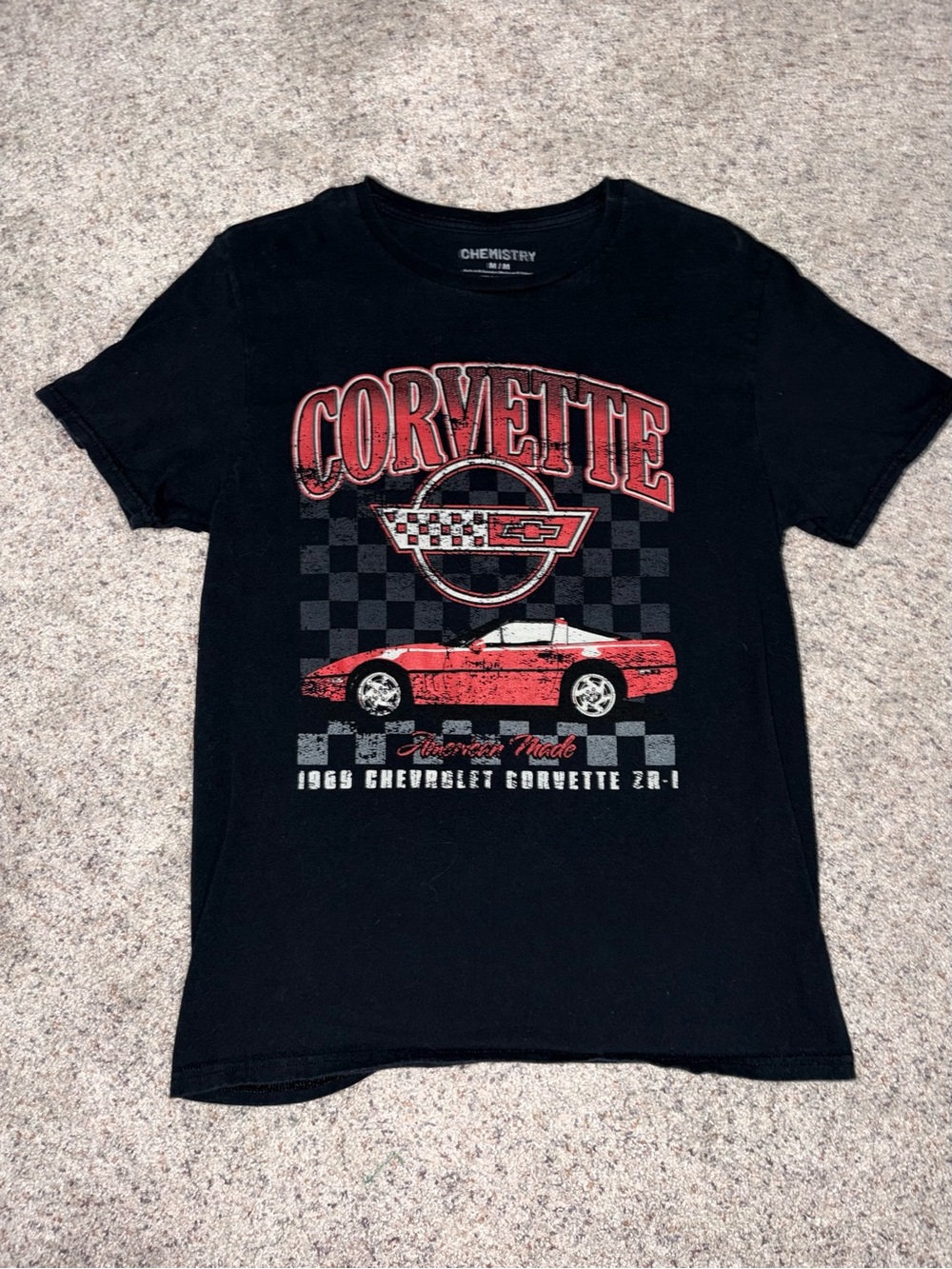 Chemistry Black Tee with Red Corvette Graphic